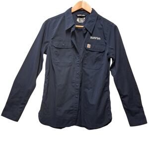 Carhartt Force Relaxed Fit Long Sleeve Medium Navy Blue Button Down Sunrun